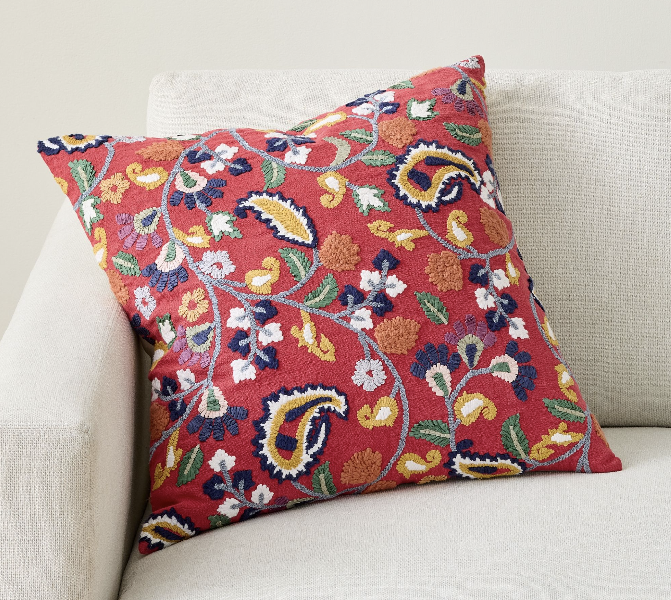 Camelia Embroidered Throw Pillow